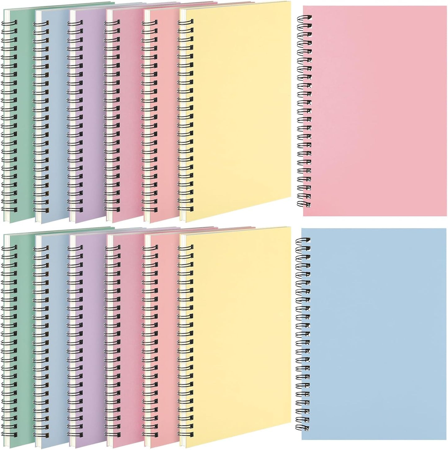 Leelosp 12 Pack Small Spiral Notebook Lined Spiral Journal College Ruled Notebook Wire Bound Kraft Cover, 120 Pages for Work (Multicolor,5.5 x 8.3 Inch)