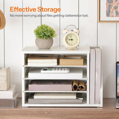 HOOBRO Mail Sorter, Literature Organizer with Adjustable Shelves, Paper Organizer for Office, Home, Wood Countertop File Holders, Mails, Magazines, Rustic Brown FG41WF01