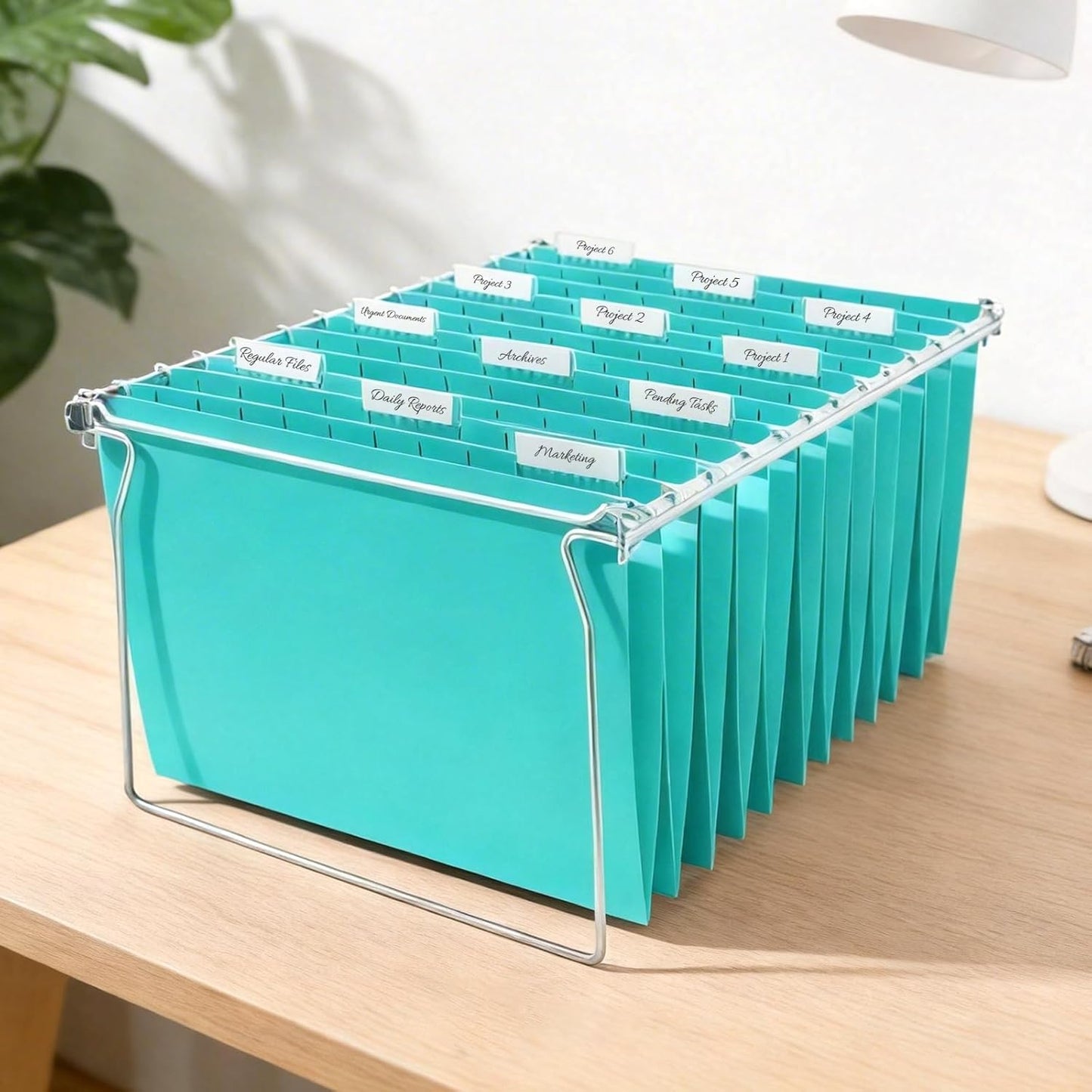SUNEE Hanging File Folders, 25 Pack Letter Size Hanging File Folders with 1/5-Cut Tabs, Ideal for Home and Office Organization and Papers Classification, Bright Neon Pink