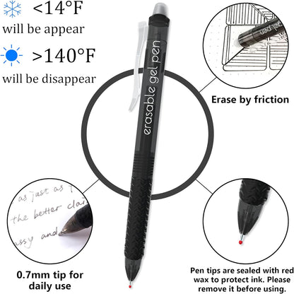 Vanstek 15 Colors Retractable Erasable Gel Pens Clicker, Fine Point(0.7), Make Mistakes Disappear, Premium Comfort Grip for Drawing Writing Planner and School Supplies