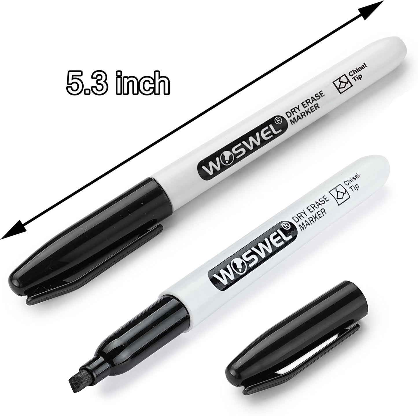WOSWEL Dry Erase Markers,24 Pack Black Chisel Tip Whiteboard Markers, Chisel Point Low Odor Dry Erase Marker for School Office and Home