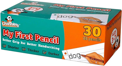 Channie's My First Pencil, Easy-to-Hold Jumbo Pencils for Preschoolers, Kindergarteners & 1st Graders, Brown Wooden 2B Fat Pencils for Kids Ages 3-7, 2 Pack (5 Each) + Sharpener