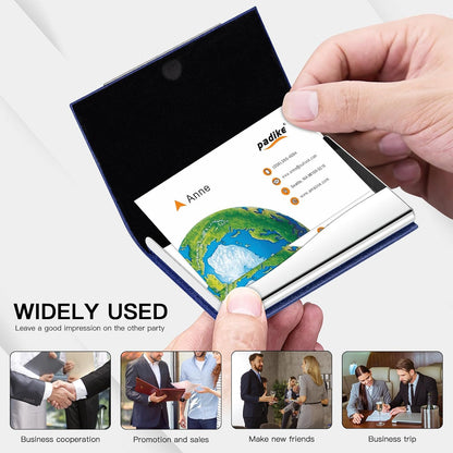 Padike Business Card Holder/ Case Professional PU Leather & Stainless Steel Multi Wallet Credit Card ID Case/Holder for Men & Women. (Black)