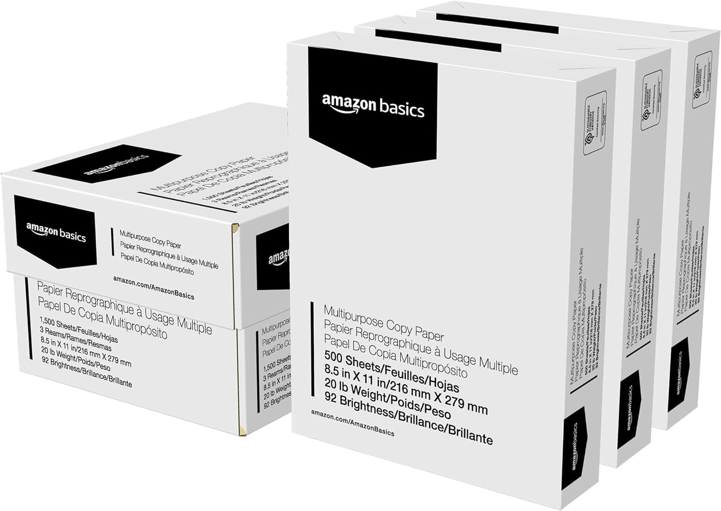 Amazon Basics Multipurpose Copy Printer Paper, 20 lb, 8.5 x 11 Inches, 10 Reams (5,000 Sheets), 92 Bright White