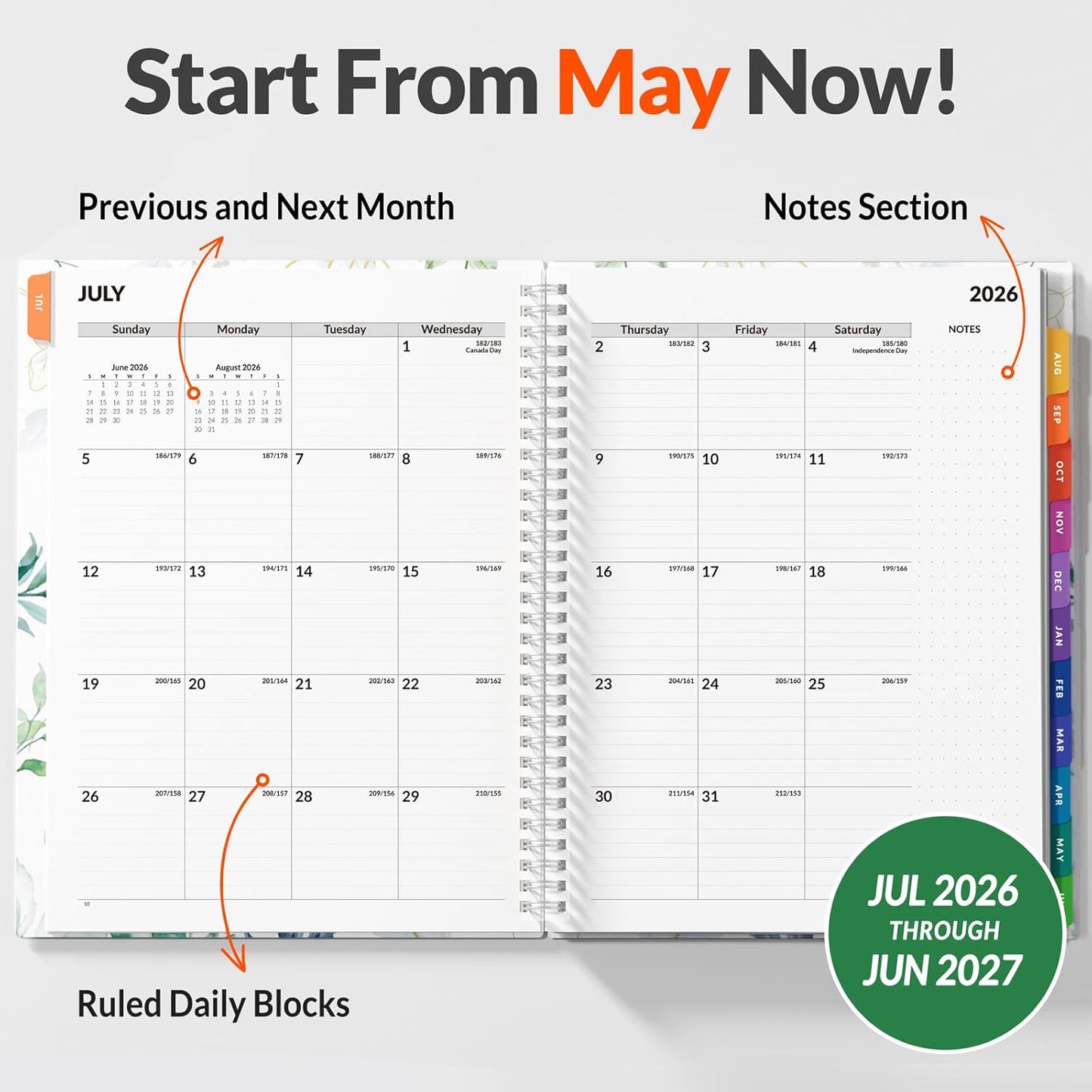 SUNEE 2026-2027 Appointment Book, Quarter-Hourly, Weekly & Monthly - from July 2026 to June 2027, 8.5"x11" Academic Planner, Flexible Cover, Note Pages, Bookmark, Spiral Binding, Black