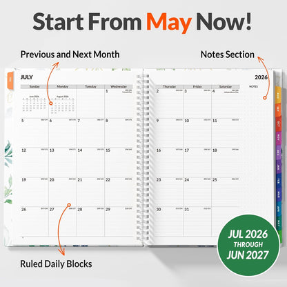 SUNEE 2026-2027 Appointment Book, Quarter-Hourly, Weekly & Monthly - from July 2026 to June 2027, 8.5"x11" Academic Planner, Flexible Cover, Note Pages, Bookmark, Spiral Binding, Black