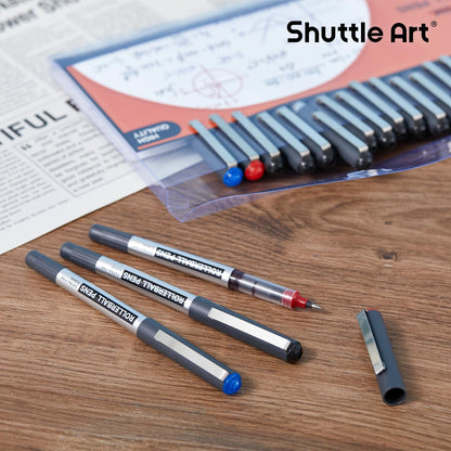 Shuttle Art RollerBall Pens, 25 Pack Black Fine Point Roller Ball Pens, 0.5mm Liquid Ink Pens for Writing Journaling Taking Notes School Office