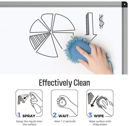 loukin Shag Dry Erase Eraser (3.4 Fl Oz Whiteboard Cleaner Included), Whiteboard Eraser with Suction Cup, Microfiber, Washable, for Classroom, Home and Office Use, Grey