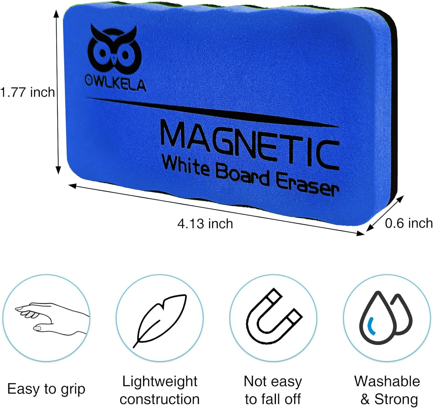 OWLKELA Dry Erase Erasers, Magnetic Whiteboard Erasers 8 Pack for White Board, white board markers dry erase, Ideal for Classroom, Home, Office
