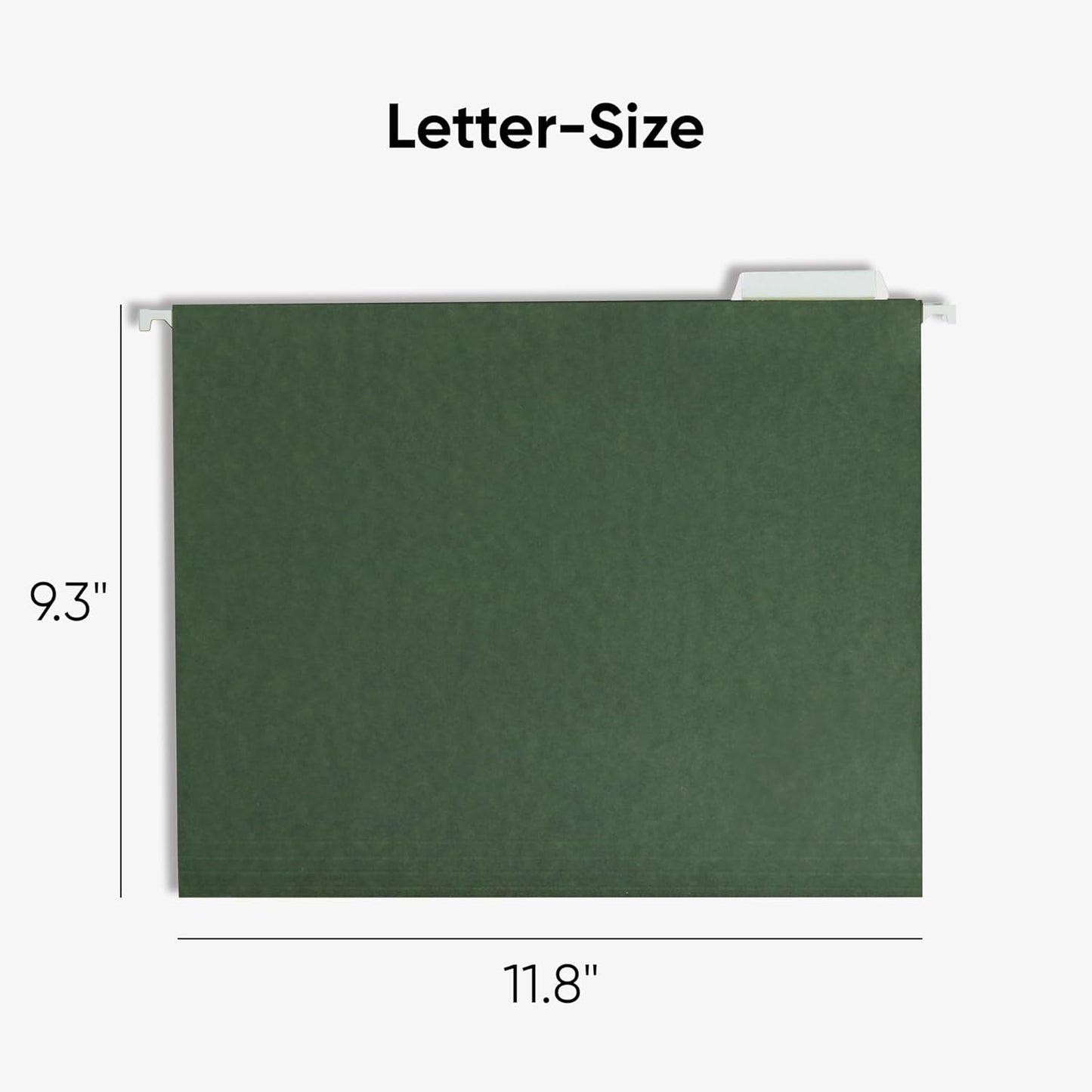Smead Hanging File Folder, 1/5-Cut Adjustable Tab, Letter Size, Standard Green, Hanging Folders for Filing Cabinets, File Organizer Folder, 25 Count