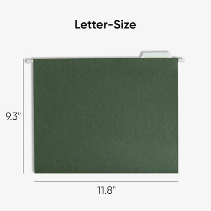Smead Hanging File Folder, 1/5-Cut Adjustable Tab, Letter Size, Standard Green, Hanging Folders for Filing Cabinets, File Organizer Folder, 25 Count