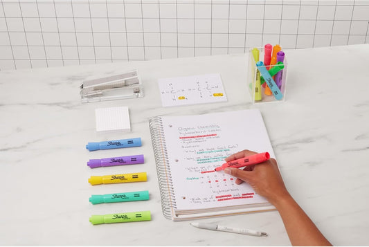 Sharpie Tank Highlighters, Chisel Tip, Assorted Fluorescent, Six Assorted Colors, 12 Count - Back to School, Office, Teacher Supplies
