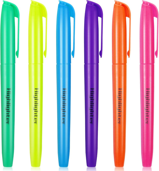 Sibba No Bleed Quick-Dry Highlighters 6 Pack Assorted Colors, Soft Chisel Tip Highlighters for Office Note Taking Journaling Bible Study & Art Supplies