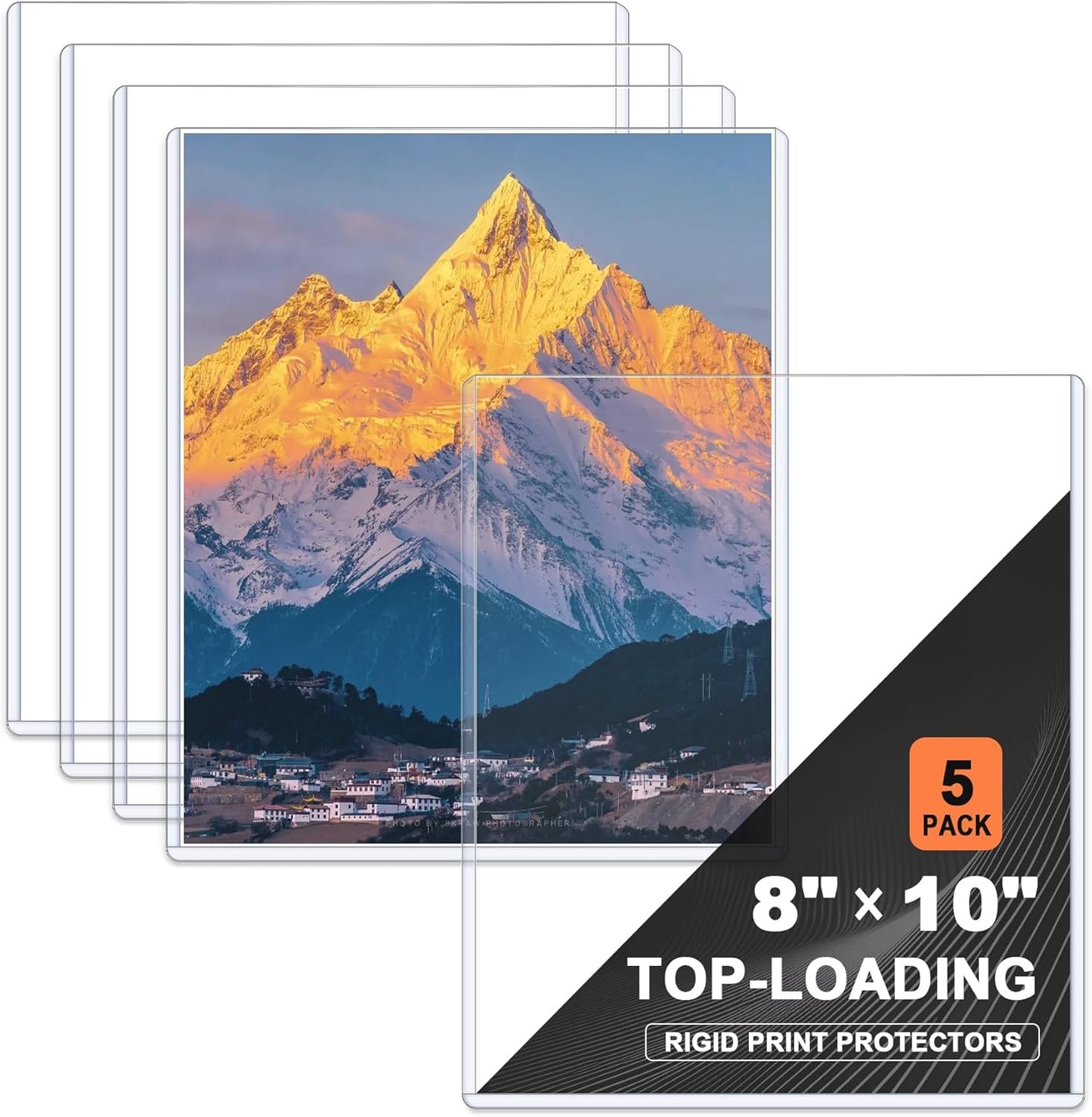Ndsox 5 Pack 8.5" x 11" Rigid Print Protectors Clear Hard Plastic Sheet Protectors Top Loading for Birth Certificates, Documents, Posters, Photos, Meuns, Heavy Duty No-Hole Plastic Document Sleeves