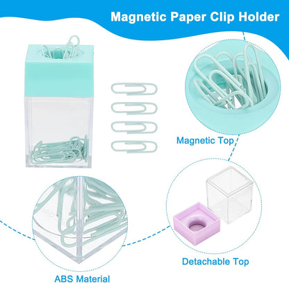 PATIKIL Magnetic Paper Clip Holder Dispenser, Large Capacity Paper Clip Organizers with Magnetic Top for Desk Supplies, Office, Classroom, Home, Purple