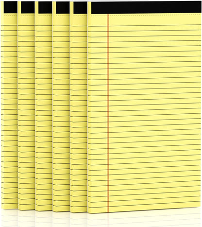 Legal Pads 8.5 x 14 Note Pads, 6 Pack Writing Pads Wide Ruled Notepads, Micro Perforated Notepad, Double-Side Printed Lined Paper Pads 30 Sheets per Notepad, White Legal Pads for Home, Office, School