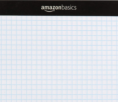 Amazon Basics Quad-Ruled Graph Paper Pad with Sturdy Back, Perforated, 8.5" x 11.75", White, 100 Sheets/Pad, 2-Pack