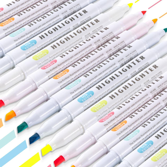 30 Count Dual-Tip Highlighters, 30 Pastel Colors Fine & Bold Tip, Quick-Dry Non-Bleeding Highlighter Markers for Bible Journaling,School,Office,Notes(30 colors highlighters - (Starry Sky+Color))