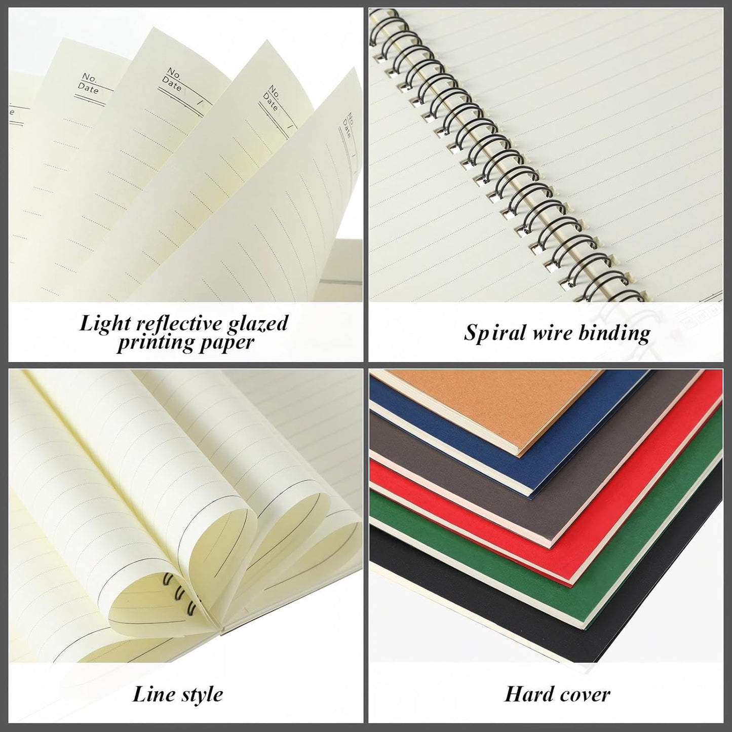 Leelosp 12 Pack Small Spiral Notebook Lined Spiral Journal College Ruled Notebook Wire Bound Kraft Cover, 120 Pages for Work (Multicolor,5.5 x 8.3 Inch)