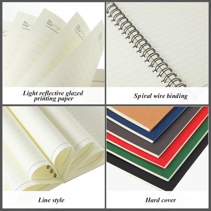Leelosp 12 Pack Small Spiral Notebook Lined Spiral Journal College Ruled Notebook Wire Bound Kraft Cover, 120 Pages for Work (Multicolor,5.5 x 8.3 Inch)