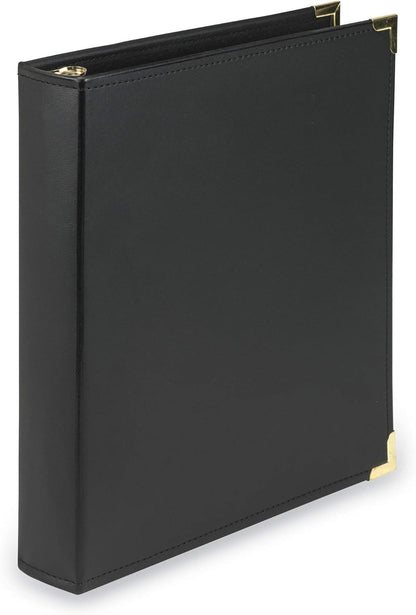 Samsill Classic Collection Leather 3 Ring Binder, Executive Presentation Portfolio, 0.5 Inch (Holds 100 Sheets), Brass Round Ring, Burgundy