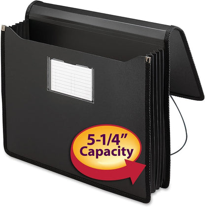 Smead Poly Wallet, Accordion File Organizer for File Folders, Legal Size, Black, 5-1/4 inch Expansion, Office Supplies, Document Organizer (71510)