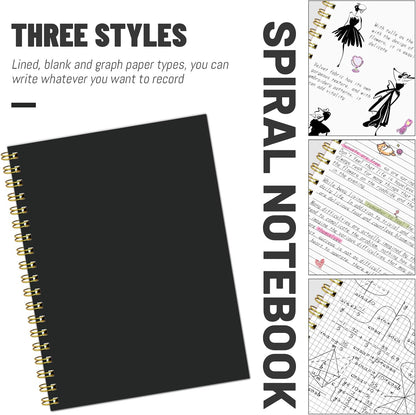 Lined Spiral Notebook B5 Black Journal 7.48'' X 10.18''-4 Pack 7mm College Ruled Hardcover Notebooks 160 Pages 100GSM Thick Paper for Note Taking School Office Supplies