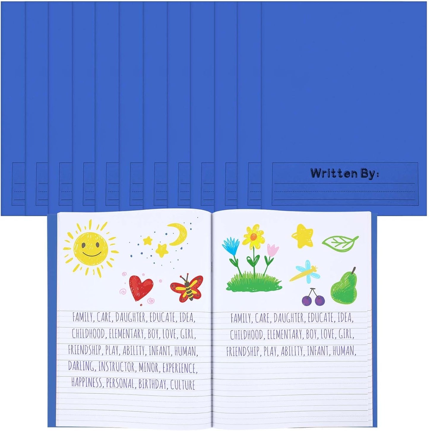 Henoyso 12 Pcs Primary Composition Notebook K-2 Primary Journal, Notebook for Kids Supplies, Bulk Blank Writing Book for Kid to Write Draw Journal 60 Page (9.8″ X 7.5″,Light Color)