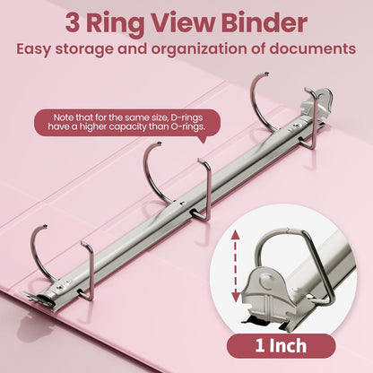 SUNEE 3 Ring Binder 2 Inch, Clear View Binder Three Ring PVC-Free (Fit 8.5x11 Inches) for School or Office Supplies, Light Purple, 1 Pack