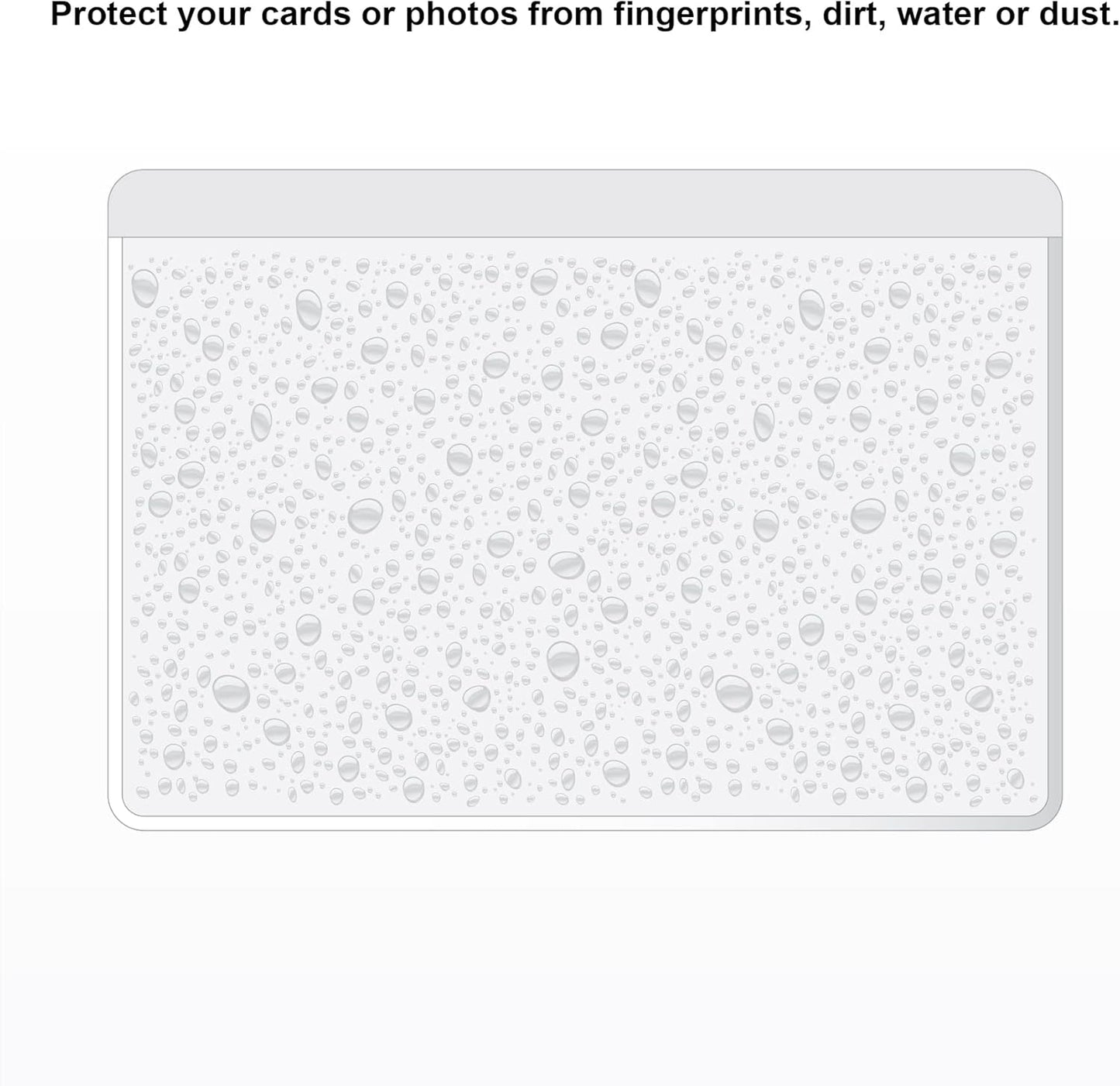 Clear Adhesive 3" x 5" Index Card Pockets With Top Open Loading, 50 Pack, Plastic Labels Holders for Storage Bins and Library, Ideal for Organizing and Protecting Your Cards