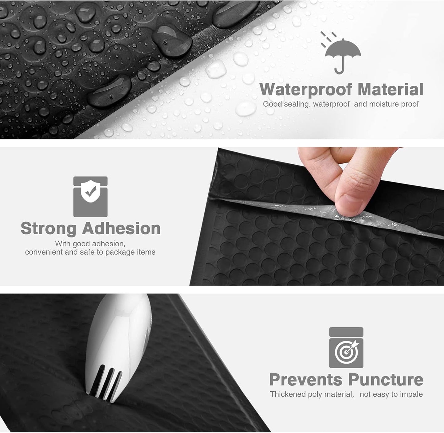 Metronic Bubble Mailers 6x10 Inch 100 Pack Black Usable Size 6x9" Opaque Padded Envelopes Waterproof Bubble Envelopes Cushioning Mailer for Small Business Mailing Makeup Jewelry Gifts