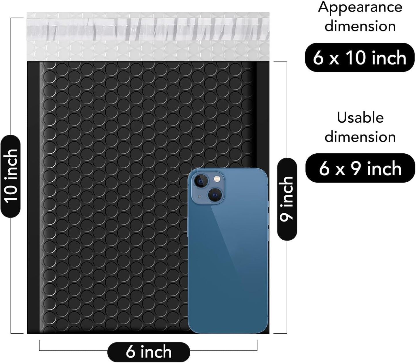 Fuxury Black Bubble Mailers 4x8" 200 Pack Waterproof Padded Envelopes Self Seal Bubble Envelopes Usable Size 4x7" Padded Mailers for Small Business Shipping Envelope Mailers