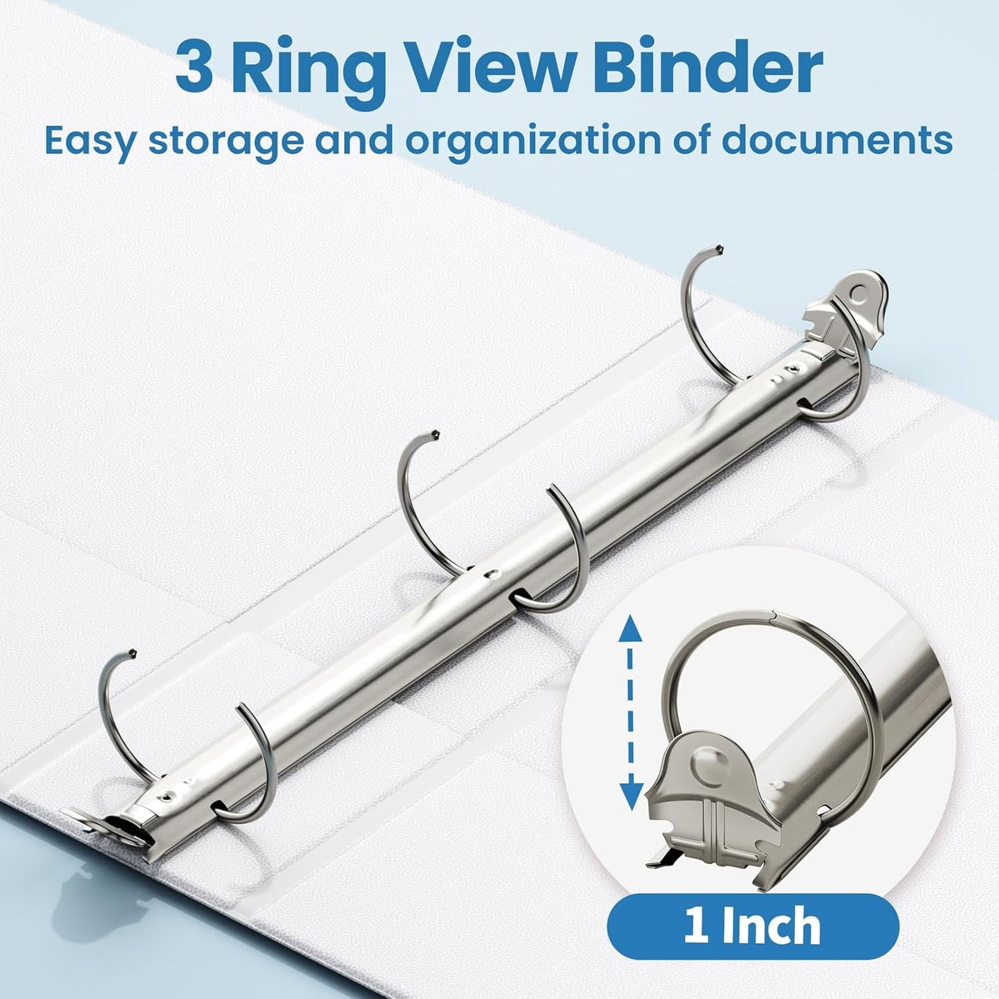 SUNEE 3 Ring Binder 3 Inch 1 Pack, Clear View Binder Three Ring PVC-Free (Fit 8.5x11 Inches) for School or Office Supplies, Pink