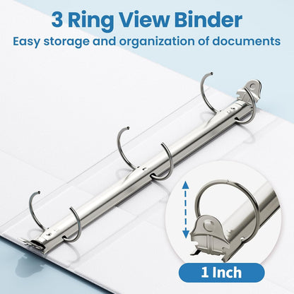 SUNEE 3 Ring Binder 3 Inch 1 Pack, Clear View Binder Three Ring PVC-Free (Fit 8.5x11 Inches) for School or Office Supplies, Pink