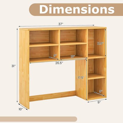 Tangkula Desktop Bookshelf, Countertop Storage Hutch with 5 Shelves for Computer Desk, Desk 3-Tier Display Rack, Multipurpose Wood Desktop Hutch Storage Organizer for Dorm Office Home
