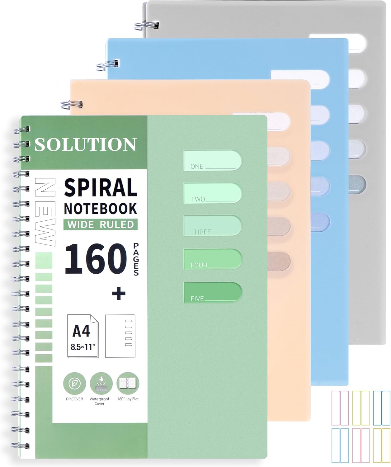 Yoment 4 Pack A5 Spiral Notebooks - 5.7x8.25 Hardcover Spiral Bound Notebook Journal, 160 Pages College Ruled, for Writing, Note Taking, Journaling, Study (Multicolor)