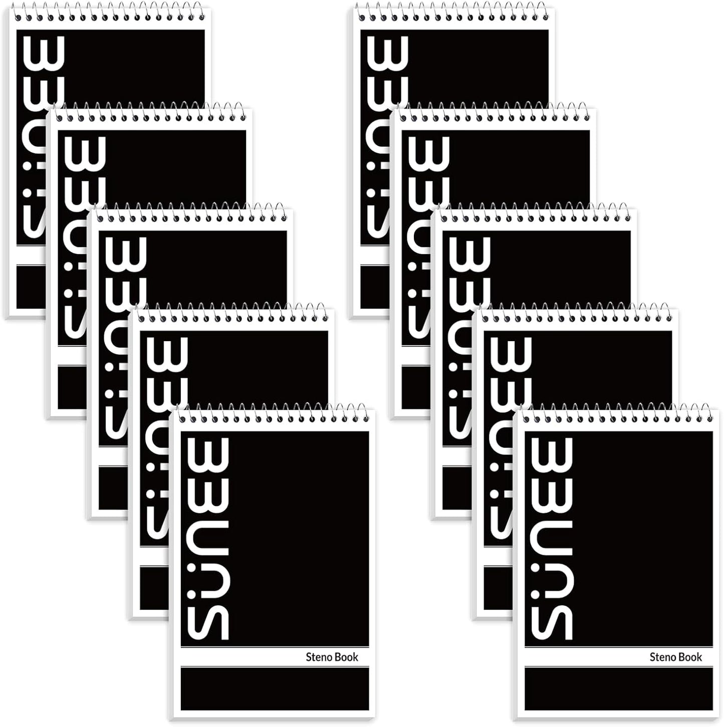 SUNEE 10 Pack Steno Pads 6x9, Gregg Rule, 60 Sheets, Spiral Notebook 6x9, White Paper, Take Notes with Top Spiral Notebook, for School, University, College, Work, Office, Classic Color