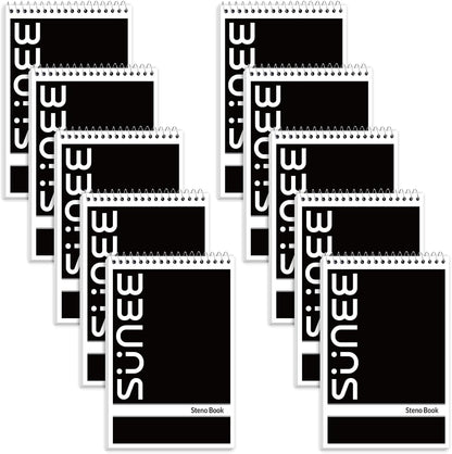 SUNEE 10 Pack Steno Pads 6x9, Gregg Rule, 60 Sheets, Spiral Notebook 6x9, White Paper, Take Notes with Top Spiral Notebook, for School, University, College, Work, Office, Classic Color