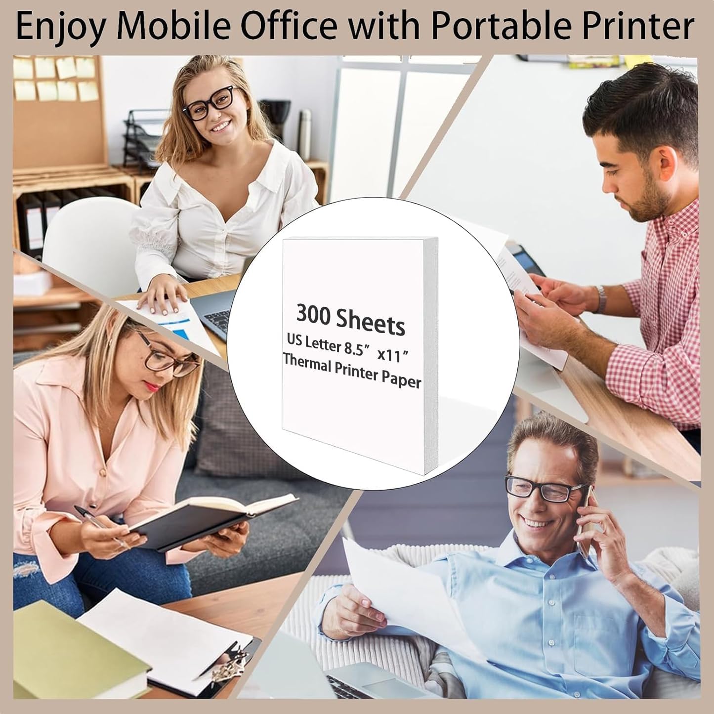 100 Sheets Thermal Printer Paper, 8.5''×11'' US Letter Size, Advanced Printing Paper, Thermal Paper Compatible with Brother Letter Portable Printer, Printer Paper for M08F-Letter, M832, M834, MT800