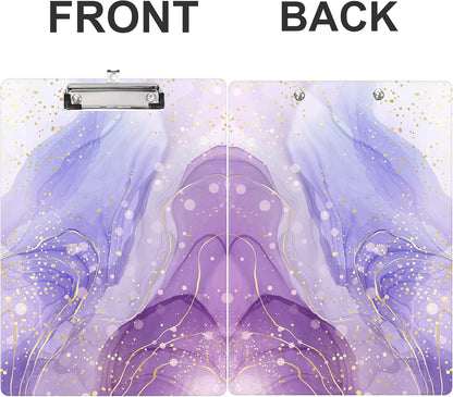 Fashion Clipboard, A4 Letter Size Wooden Decorative Clipboards for Teacher, Nurse, Doctor,Student and Kids, Cute Design for Standard Size 12.2" x 8.9" (C-Pink Purple Marble)