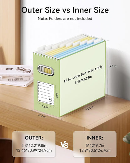 Oterri File Organizer Box, Portable Collapsible Cardboard File Folder Organizer with Handle for Letter Size Hanging Files, Document Storage Box for Home Office & Classroom (4 Packs, Black)
