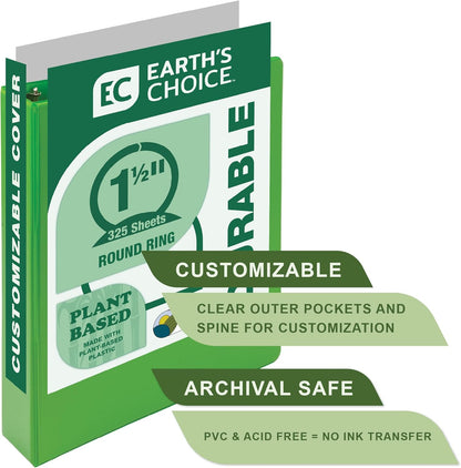 Samsill Plant-Based 2 Inch Durable Round Ring, View Binder, Eco-Friendly, USDA Certified Biobased, Single, Turquoise