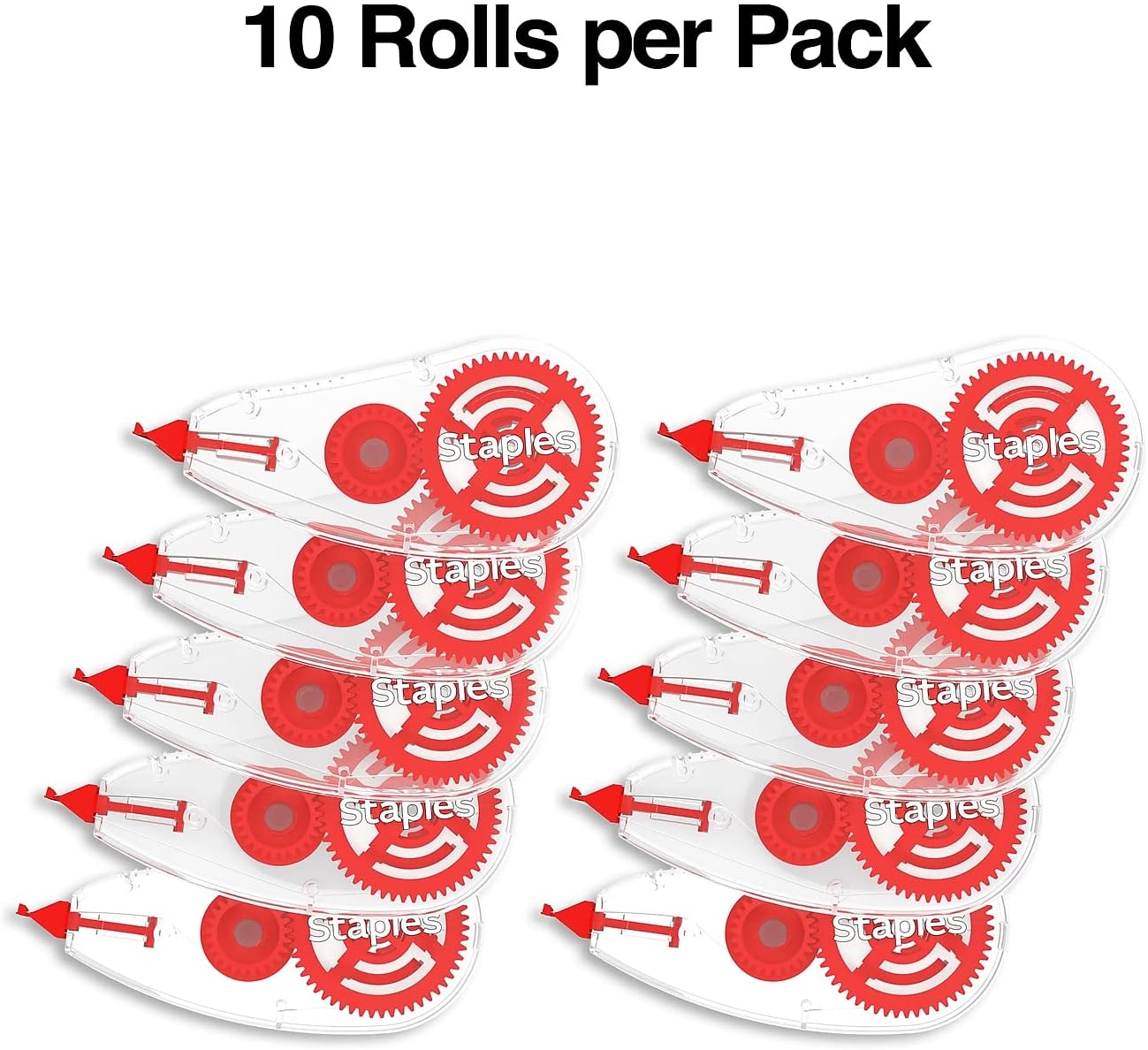 STAPLES Correction Tape, White, 30 Pack – Bulk Instant‑Dry Tape for Offices, Classrooms & Admin Use