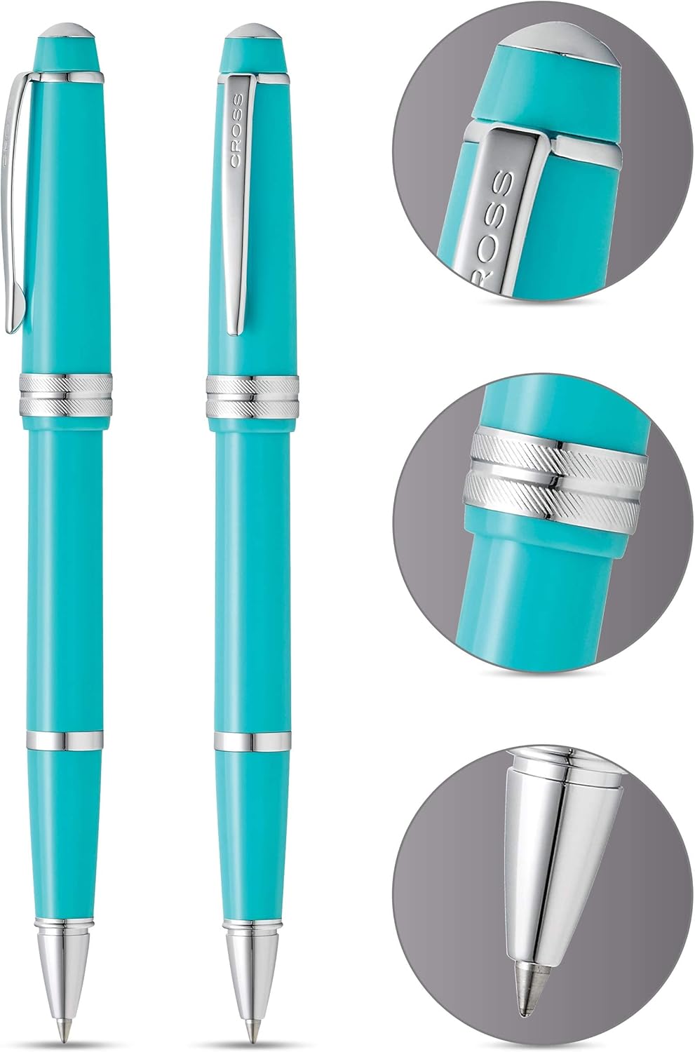 Cross Bailey Light Polished Blue Resin Rollerball Pen - Professional Pen for Effortless Writing - Journaling, Note-Taking & More - Black Ink - Easy Handling - Includes Gift Box