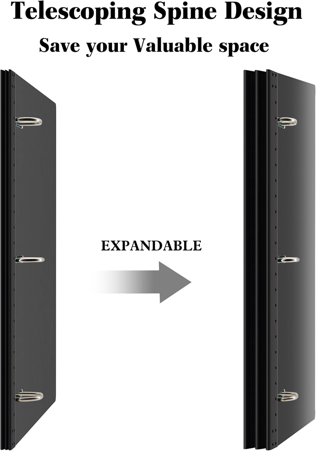INFUN Telescoping 3 Ring Binder - 4PCS, Portable Plastic 3 Ring Binder with Telescoping Spine, Binders with Foldable Front Cover Holds 8.5"x11" Paper for School, Office, Homes