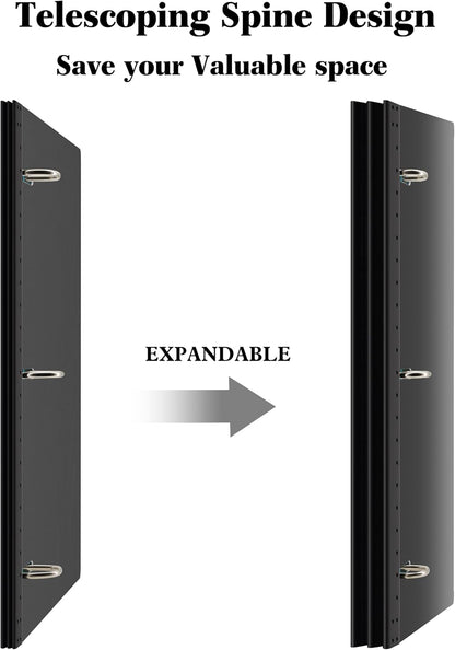 INFUN Telescoping 3 Ring Binder - 4PCS, Portable Plastic 3 Ring Binder with Telescoping Spine, Binders with Foldable Front Cover Holds 8.5"x11" Paper for School, Office, Homes