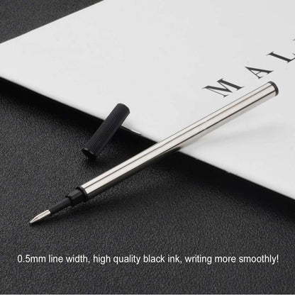 YIVONKA 10 Pieces Replaceable Ballpoint Pen Refills Medium Point Metal Refill Smooth Writing Black or Blue Ink Pen Refills 0.5 mm (10 Black 0.5mm Refills)