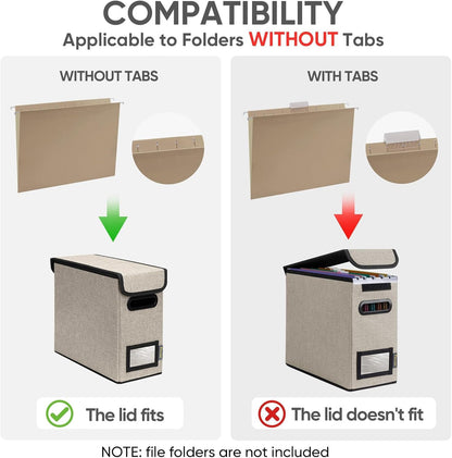 BALEINE File Organizer Box with Lid, Collapsible File Folder Organizer with Plastic Slide, Hanging File Folder Box for Office Document Storage (1 Pack, Black)