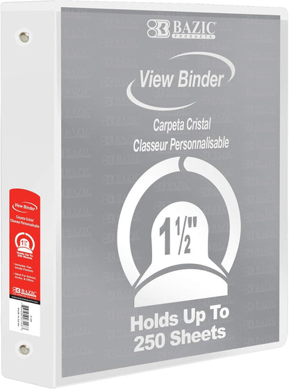 BAZIC Products 3 Ring Binder - Burgundy, Economy View Binder with Clear Overlay Cover and Round Rings, Organizer for School Office Home Use, 1.5-inch Capacity Holds 280 Sheets Paper, 1-Pack