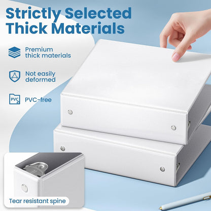 SUNEE 1/2 Inch Binders 3 Ring 10 Pack Bulk, PVC-Free Clear View Half Inch Binders (Fits 8.5x11 Inches) for School, Office & Home Use, White